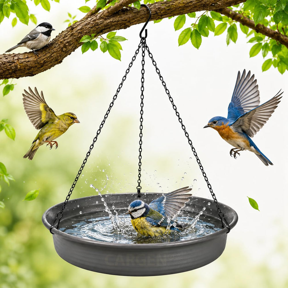 CARGEN Hanging Bird Bath Bowl dark grey front view