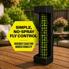 Catchmaster Fly Stick on a kitchen counter catching flies