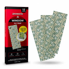 Catchmaster Window Fly Traps 12-Pack leaf print traps front view