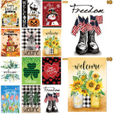 CDLong seasonal garden flags set of 12, multicolor flags displayed in a garden
