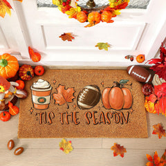 Ceenna Fall Pumpkin Doormat close-up of pumpkin design
