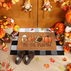 Ceenna Fall Pumpkin Doormat side view showing coir material