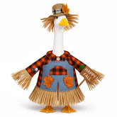 Celltestria Fall Goose Outfit front view with plaid shirt and denim overalls