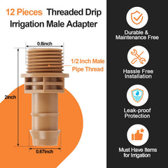 Cepadri 1/2 Inch Male Pipe Thread to Barb Coupling Connector