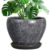 Ceramicfor 10 Inch Ceramic Planter in Gemstone Gray with Saucer