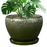 Ceramicfor 10 Inch Dark Green Planter Pot front view