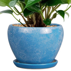 Ceramicfor 6 Inch Ceramic Planter Pot in Gemstone Blue front view