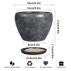 Ceramicfor 6 Inch planter with saucer on a table