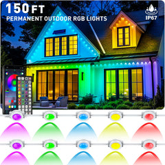 CETELUMA 150FT RGB Outdoor String Lights with Remote Control