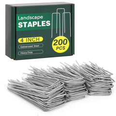 CEWOR 200 pack landscape staples 4 inches galvanized metal stakes in packaging