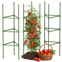 CEWOR 3 Pack Tomato Cage 51.2 Inch Green trellis front view