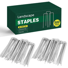 CEWOR 500 Pack Landscape Staples 4 Inch galvanized steel garden stakes front view