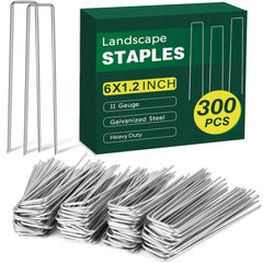 CEWOR landscape staples 6 inch galvanized steel pack front view