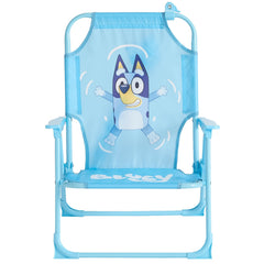 Chair dimensions displayed with Bluey character graphic