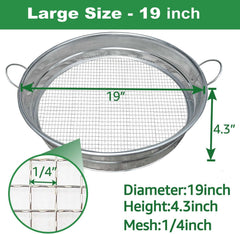 CHARMDECOR Soil Sifter showing the 1/4 inch mesh