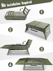 Charmline BBQ Grill with sauces area when unfolded