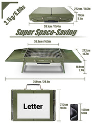 Charmline Portable Charcoal BBQ Grill folded size 15.4x10.7x3.1 inches