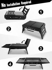 Charmline Portable Charcoal Grill folded dimensions 34x23x7cm