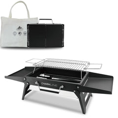 Charmline Portable Charcoal Grill front view, black color
