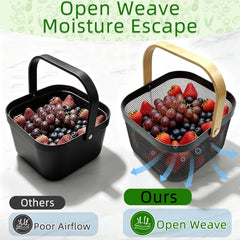 Cheardia picnic basket showcasing foldable wooden handle