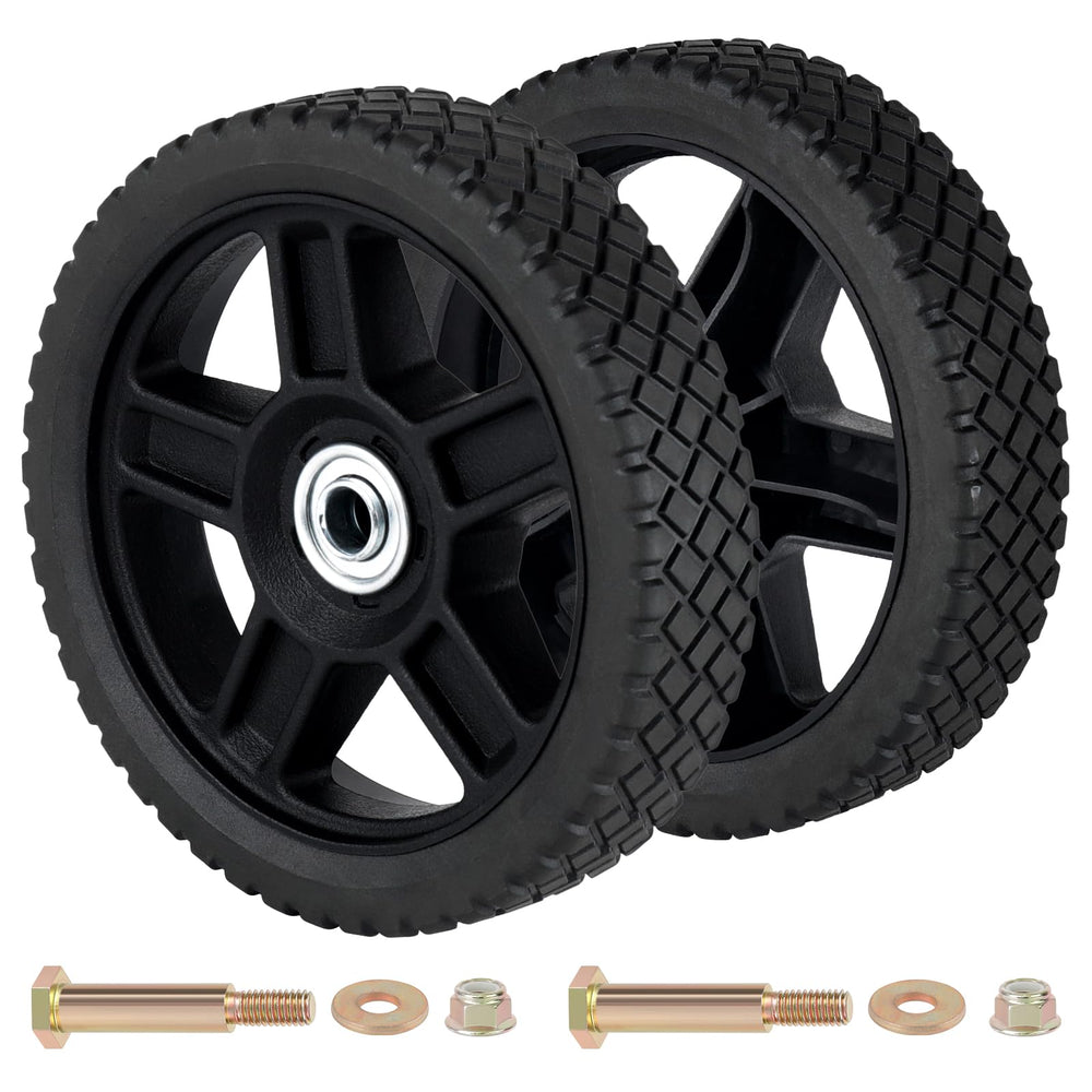 CheeMuii 2PCS 7-inch lawn mower wheels kit, black