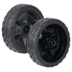 CheeMuii 8 inch lawn mower front wheels set, black, front view