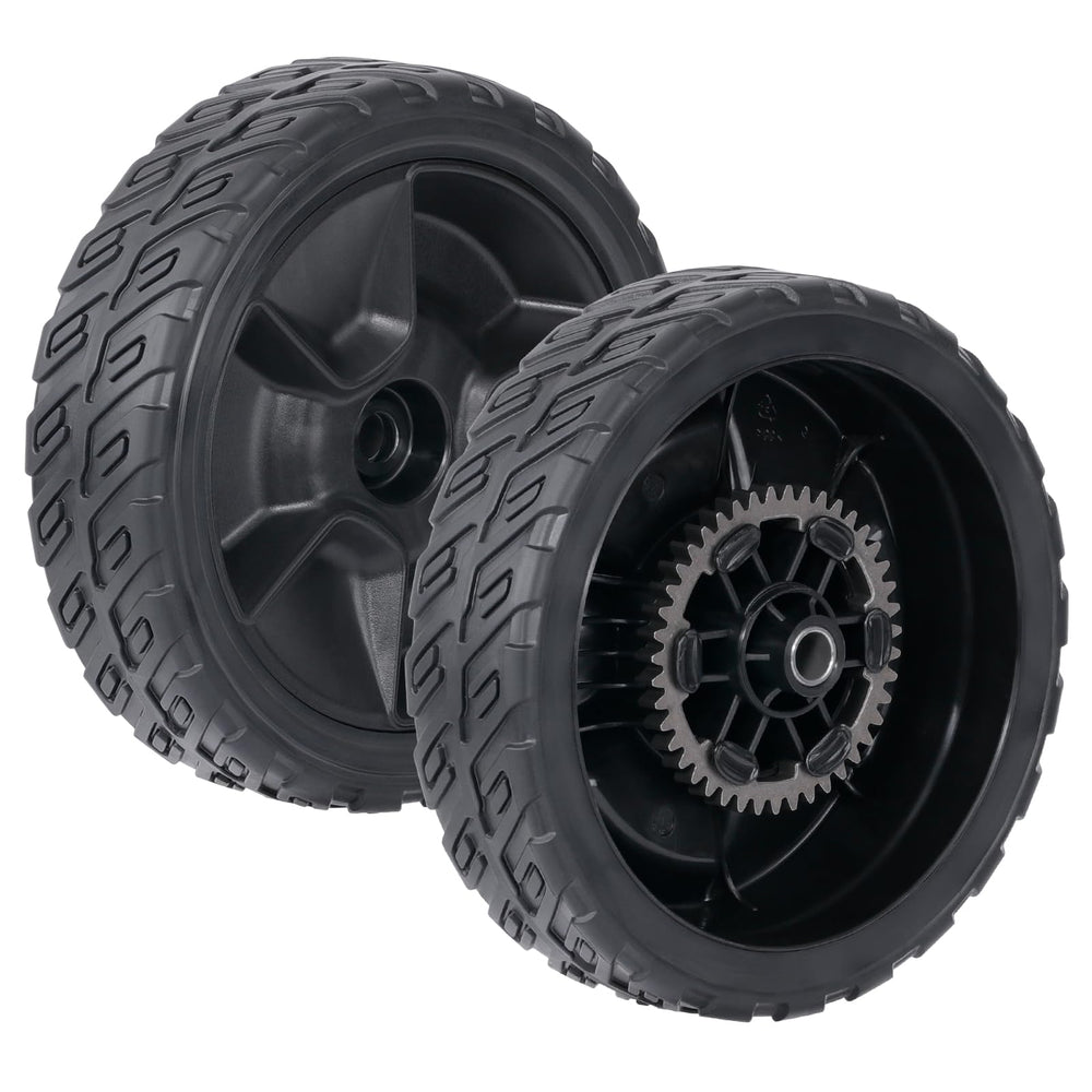 CheeMuii 8 inch lawn mower rear wheels front view