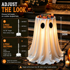 CheerBloom ghost candy bowl stand with LED lights at night