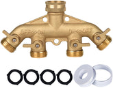Cheerwater Brass 4-Way Faucet Splitter front view with four ports