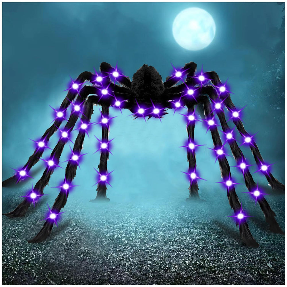 Cherislpy Jumbo Halloween Light Up Spider front view with multicolour detailing