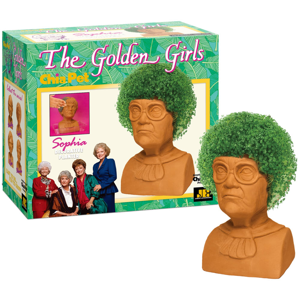 Chia Golden Girls Sophia terracotta planter front view