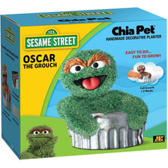 Chia Oscar the Grouch planter with seeds and drip tray