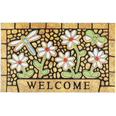 CHICHIC Welcome Door Mat 17x30 inch front view with dragonfly design