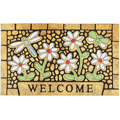 CHICHIC Welcome Door Mat 17x30 inch front view with dragonfly design