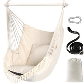 Chihee Hammock Chair creamy white front view with cushions