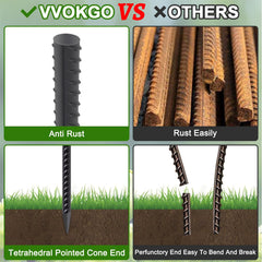 Chisel pointed end of VVOKGO rebar stake for easy installation