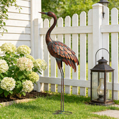 chisheen Outdoor Garden Crane Statue in a garden setting