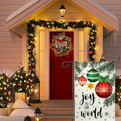 ChloropLastid Christmas Garden Flag displayed in garden