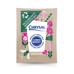 Chrysal recyclable paper flower food packets front view, 25 ct, 5 g each