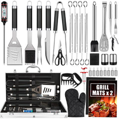 Cifaisi 38Pcs BBQ Tools Set in aluminum case, black