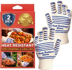 CINEYO heat resistant gloves front view in white and blue