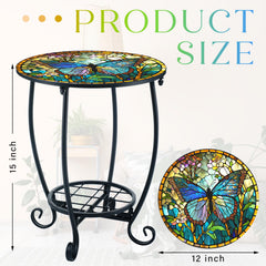 Cinnvoice Outdoor Side Table side view showcasing double-layer design