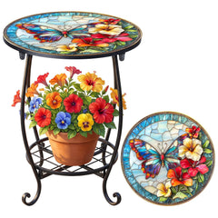 Cinnvoice Outdoor Side Table with butterfly design front view