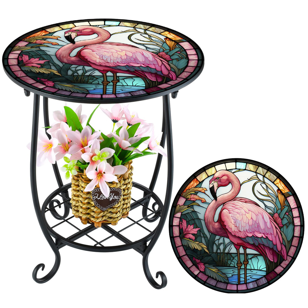 Cinnvoice Outdoor Side Table with butterfly pattern front view