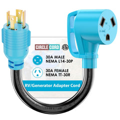 CircleCord 4 Prong L14-30P to TT-30R Adapter Cord front view
