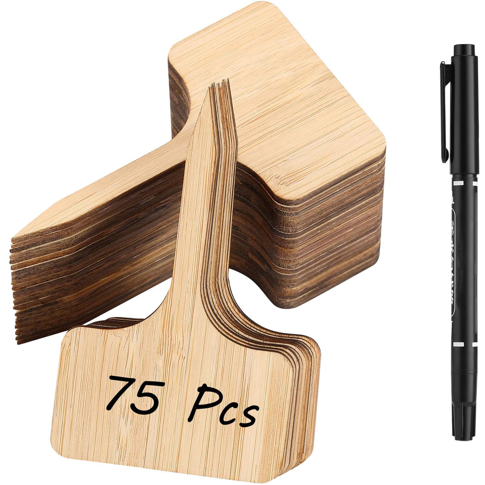 CJFocus Bamboo Plant Labels pack of 75 labels