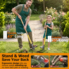CJYMMFAN Stand Up Weed Puller Tool being used on dandelions
