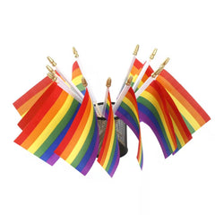 Ckexin 12 Pack Pride Rainbow Stick Flags, each 4x6 inches, vibrant colours