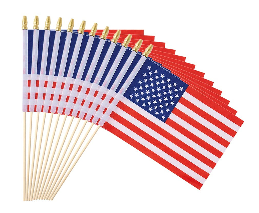 Ckexin 25 Pack Mini American Flags front view with vibrant colours