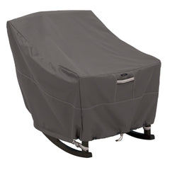 Classic Accessories Ravenna patio rocking chair cover in taupe front view